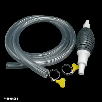 Divviks Fuel Transfer Pump |Kit Tank Sucker Siphon Hose Pipe with 2 Durable PVC Hoses High Flow Hand Pump Portable Manual Car Pump for Petrol Diesel Oil with 2 Meters Pipe-thumb0