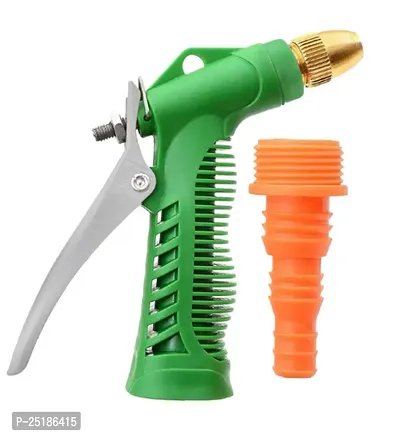 Divviks Seven Mode Pattern High Pressure Garden Hose Brass Nozzle Water Spray Gun Green Colour-thumb0