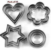 12 Pc Set Stainless Steel Cookie Cutter Shapes for Kids-thumb1