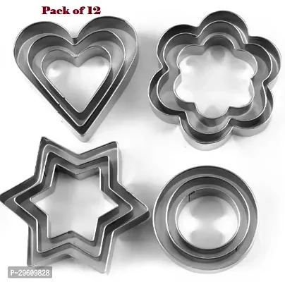 12 Pc Set Stainless Steel Cookie Cutter Shapes for Kids-thumb2