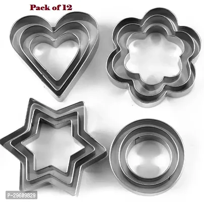 12 Pcs Set Cookie Cutter Pastry Fruit Molds Stainless Steel Heart Flower Round Star Biscuit Cutting Mould-thumb2