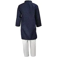 SHLOK SAMHITA Denim Blue Kids Boy Full Sleeve Cotton Kurta Payjama Set-thumb1