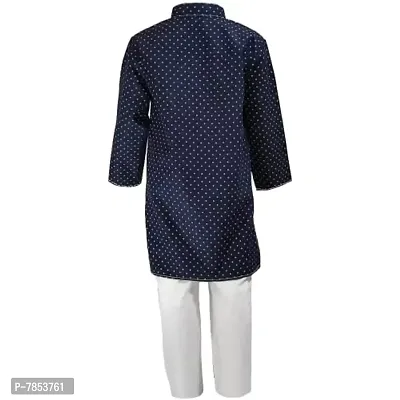 SHLOK SAMHITA Denim Blue Kids Boy Full Sleeve Cotton Kurta Payjama Set-thumb2