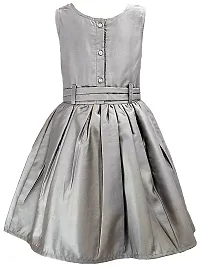 Shlok Samhita Girl's Dresses, Frock for Girls, Round Neck Sleeveless Satin Dress Grey-thumb1