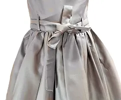 Shlok Samhita Girl's Dresses, Frock for Girls, Round Neck Sleeveless Satin Dress Grey-thumb2