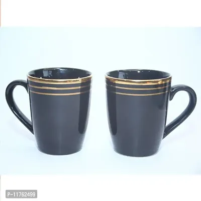 Coffee Mug Set of 2 Pieces Black Heavy Gold