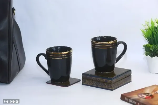 Coffee Mug Set of 2 Pieces Black Heavy Gold-thumb2