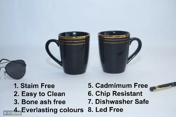 Coffee Mug Set of 2 Pieces Black Heavy Gold-thumb4