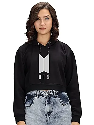 MH Mode Womens BTS Crop Hooded Sweatshirt