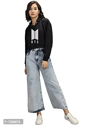 MH Mode Womens Cotton BTS Printed Crop Hooded Sweatshirt-thumb3