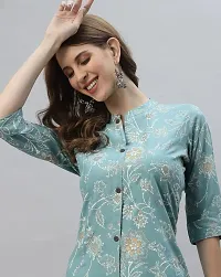 Stylish Blue Printed Rayon Kurta For Women-thumb2