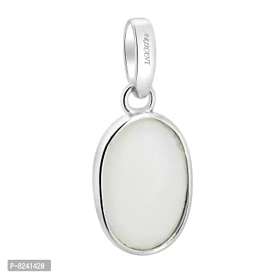 ARIHANT GEMS & JEWELS 5.25 Ratti Non-Precious Metal Silver Natural and Certified White Opal Astrological Gemstone Silver Pendant for Men and Women-thumb2