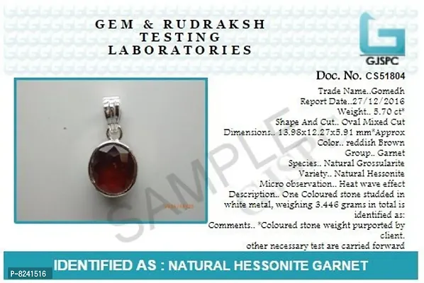 Arihant Gems & Jewels 5.25 Ratti Hessonite Garnet (Gomed) Gemstone with Panchdhatu Pendant | Natural and Certified | Astrological Gemstone | Unisex Both for Men & Women-thumb4