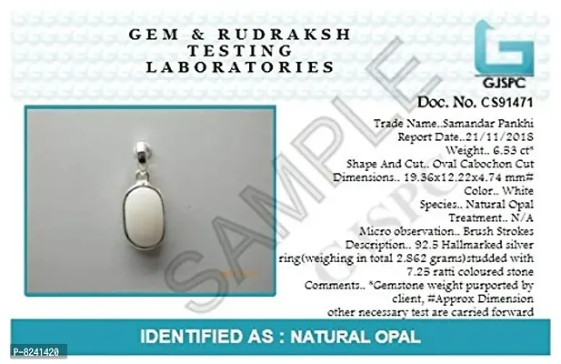 ARIHANT GEMS & JEWELS 5.25 Ratti Non-Precious Metal Silver Natural and Certified White Opal Astrological Gemstone Silver Pendant for Men and Women-thumb3