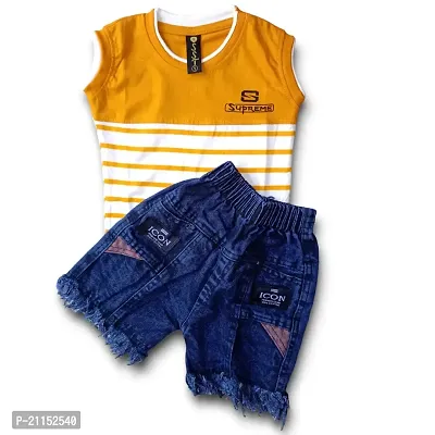 Kids T-shirt  Shorts (1-2 Years, Yellow)