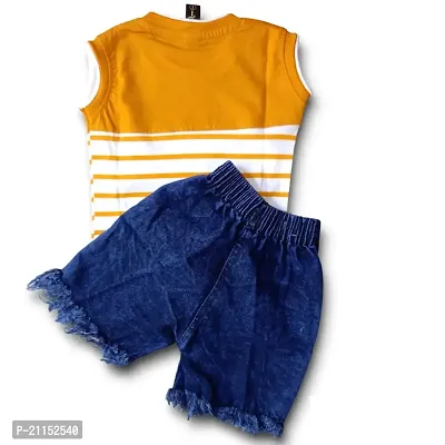 Kids T-shirt  Shorts (1-2 Years, Yellow)-thumb2