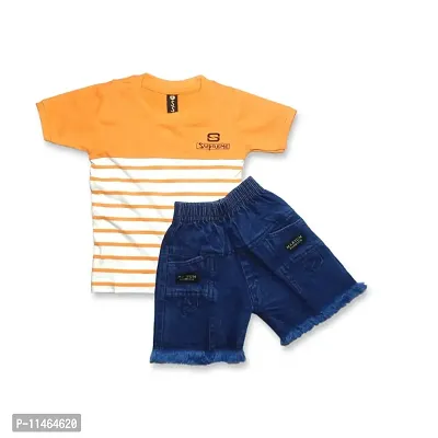 Yellow Striped T Shirts With Shorts
