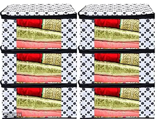 Amazing Women Saree  Organisers Non-woven Saree Cover Polka Design For Wardrobe Pack Of 6-thumb0