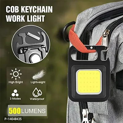 COB Small Flashlight 800 Lumens Rechargeable Keychain Mini Flashlight with 4 Light Modes,Ultralight Portable Pocket Light with Folding Bracket Bottle Opener and Magnet Base for Camping Walking-thumb0