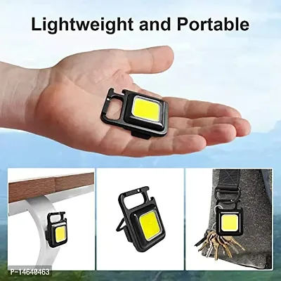 COB Rechargeable Keychain Flashlight I 1000 Bright Lumens I 4 Light Modes I Portable Pocket Light with Folding Bracket Bottle Opener and Magnet Base for Walking and Camping-thumb0