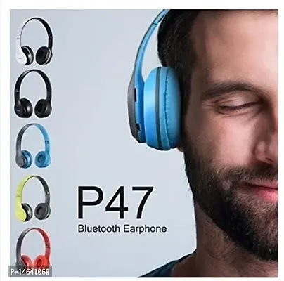 P47 Wireless On Ear Headphones with Stereo Memory Card Support Bluetooth Headset-thumb0