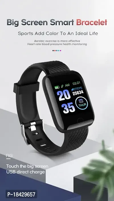 Smartest Id116 Plus Bluetooth Smart Fitness Band Watch With Heart Rate Activity Tracker Waterproof Body Step And Calorie Counter Distance Measure Oled Touchscreen For Men Women