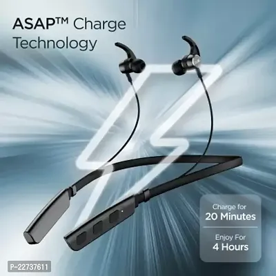 Neckband With ASAP Fast Charging Stereo Sound Tecnology Bluetooth Headset  (Black, In the Ear)-thumb0