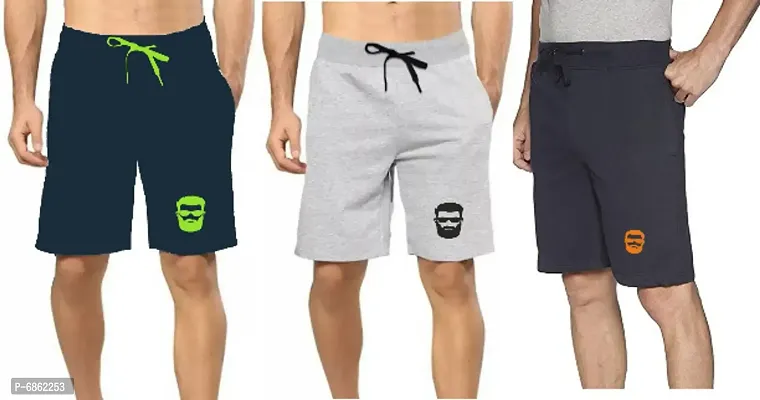 Multicoloured Cotton Blend Regular Shorts For Men