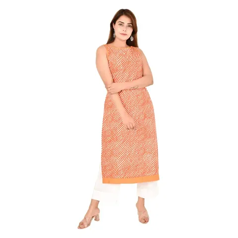 Trendy Cambric Sleeveless Kurti with pant