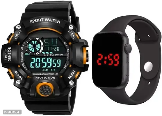 Stylish Black Silicone Digital Unisex Watches- Pack Of 2