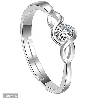 Sterling Silver Plated Adjustable Ring For Women and Girls-thumb0