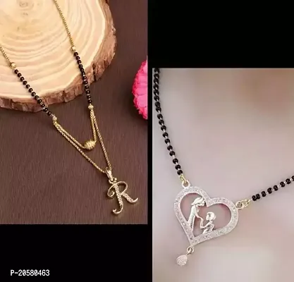 R Letter Alphabet Mangalsutra With Gift Of Couple Propose In Heart Mangalsutra Combo-thumb0