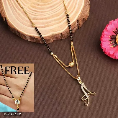 A Letter Alphabet Pendant with 18 Inch Mangalsutra with Free Single Diamond Mangalsutra-thumb0