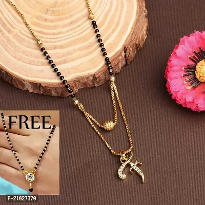 F Letter Alphabet Pendant with 18 Inch Mangalsutra with Free Single Diamond Mangalsutra-thumb0