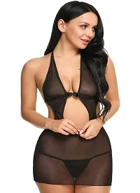 Stylish Black Net Lace Baby Dolls For Women-thumb2