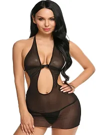 Stylish Black Net Lace Baby Dolls For Women-thumb3