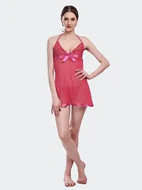 Stylish Pink Net Lace Baby Dolls For Women-thumb2