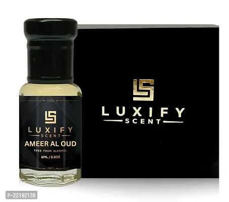 LUXIFY SCENT Ameer Al Oud Luxury Attar | Alcohol Free | 24+ Hours Lasting | Royal Fragrance | Gift Pack For Men | 6ml (Pack of 1)