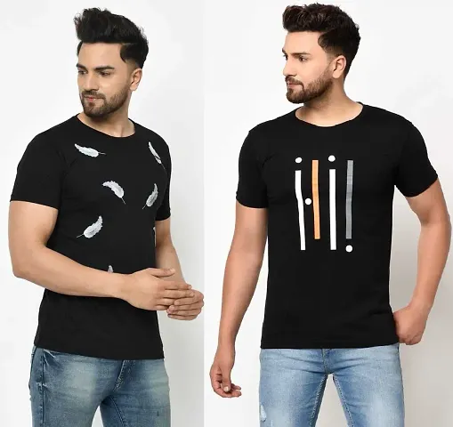 Elegant Round Neck Tees For Men(Pack Of 2)