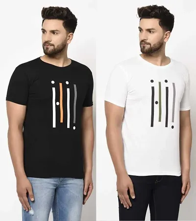 Pack Of 2 Trending Printed Cotton Round Neck T Shirts