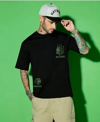 Fancy Black Polyester Printed T-Shirt For Men