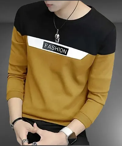 New Arrivals Men Cotton Blend Printed Full Sleeves T shirt  (pack Of - 1)