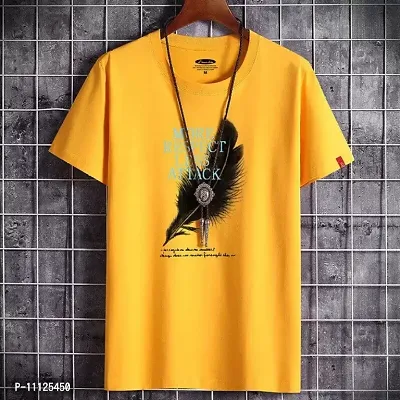 Elegant Yellow Polyester Printed T-Shirt for Men-thumb0