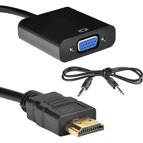 Stylish Hdmi To Vga, Gold Plated High-Speed 1080P Active Hdtv Hdmi To Vga Adapter Converter Male To Female With Sound Audio Cable Color May Very -Fm By Murgan