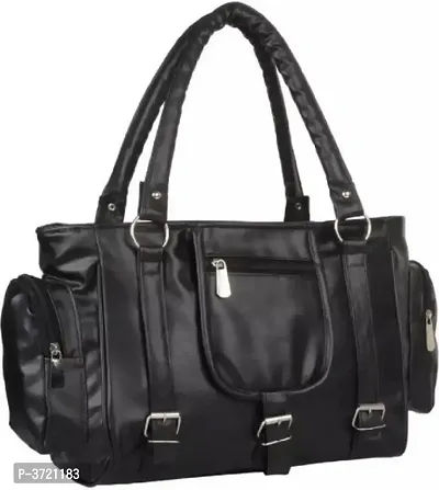 Stylish Black Pu Solid Handbags For Women