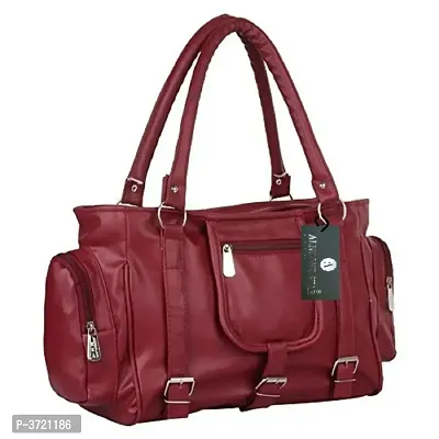 Elegant Maroon PU Handbag With 2 Compartment-thumb1