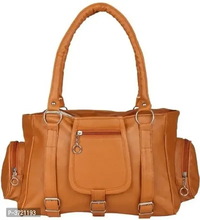 Stylish Tan PU Handbag With 2 Compartment-thumb0