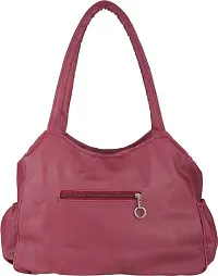 Magenta Pu Solid Handbags For Women-thumb1