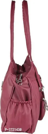 Magenta Pu Solid Handbags For Women-thumb3