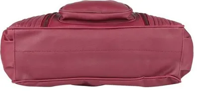 Magenta Pu Solid Handbags For Women-thumb3